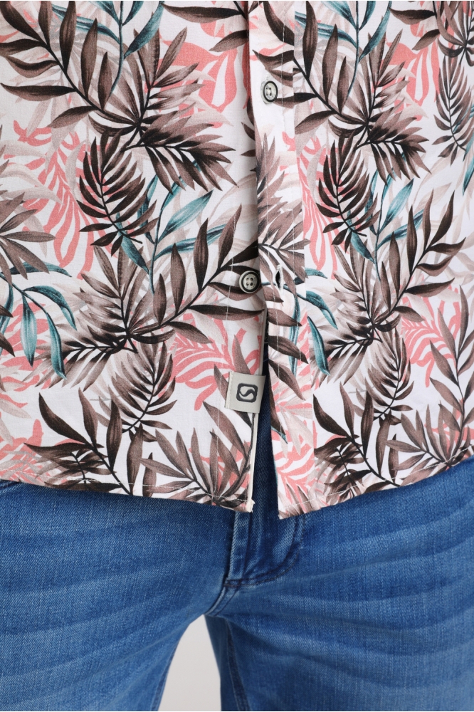 FLORAL POPLIN OVERHEMD 335935 SAND